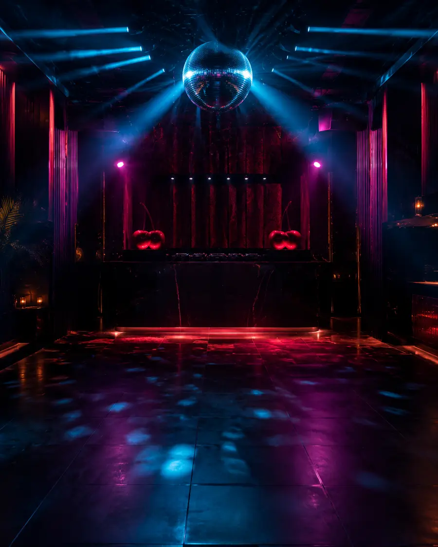 Textfreies Aquachoice-Motiv eines eleganten House-Clubs für Sonny Foderas Nacht im Pacha